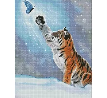 Алмазная мозаика Забавы тигренка с голограммными стразами (AB)  khutorna_art 40х50 Идейка (AMO7534)