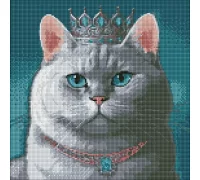 Алмазна мозаїка Гордий король котик з голограмними стразами (AB)  art_selena_ua 40х40 Ідейка (AMO7620)