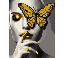 Картина за номерами Дівчина з золотим метеликом  40*50 см. SANTI (954522)