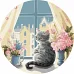 Круглая картина по номерам котик Любимый городок d39 Идейка (KHO-R1025)