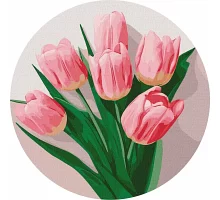 Кругла картина за номерами Ніжні тюльпани d33 Идейка (KHO-R1026)