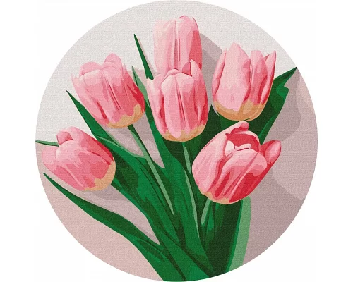 Круглая картина по номерам Нежные тюльпаны d33 Идейка (KHO-R1026)