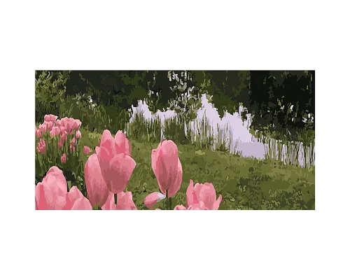 Картина за номерами Тюльпани на березі річки 50х25 см Strateg (WW042)