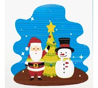 Картина за номерами Дід Мороз з сніговиком під ялинкою 20х20 см Strateg (HH6332)