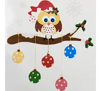 Картина за номерами Сова на дереві з новорічними шарами 20х20 см Strateg (HH6330)