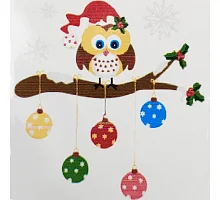 Картина за номерами Сова на дереві з новорічними шарами 20х20 см Strateg (HH6330)