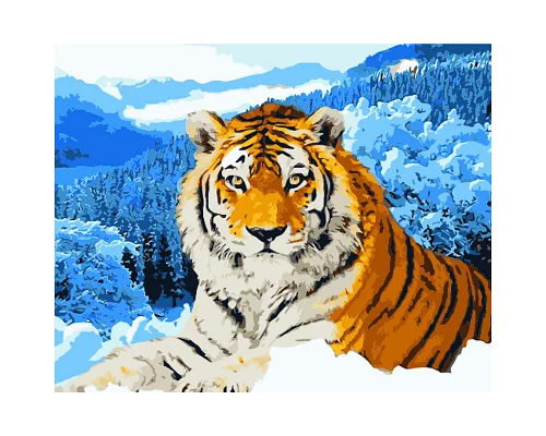 Картина за номерами Тигр у засніжених горах 40х50 см Strateg (GS1583)