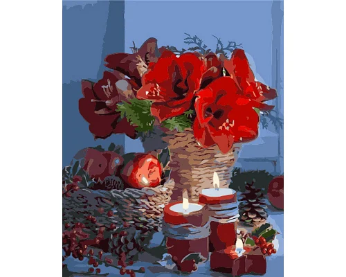 Картина за номерами Новорічні свічки  40х50 см Strateg (GS1584)
