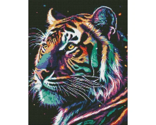 Алмазная мозаика Фантастический тигр с голограммными стразами (AB) 40х50 Идейка (AMO7742)