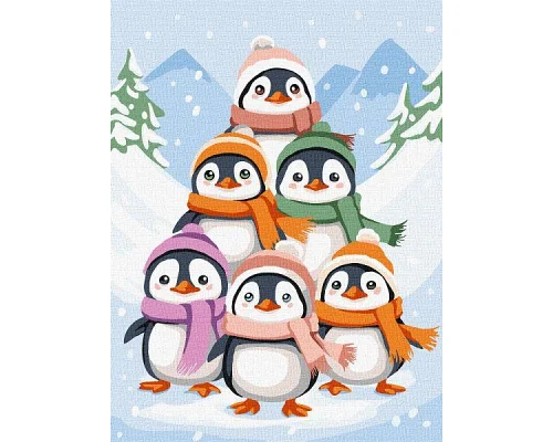 Картина по номерам Забавы пингвинов 30х40 Идейка (KHO6101)