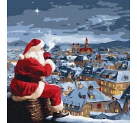 Картина за номерами Різдвяна ніч Санта Клауса 40х40 Ідейка (KHO8352)