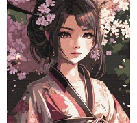 Картина за номерами Цвітіння сакури аніме 40х40 Ідейка (KHO8343)