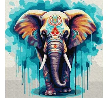 Картина за номерами Чудовий слон 40х40 Ідейка (KHO6558)