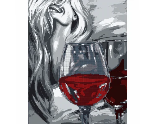 Картина за номерами c алмазной мозайкой Девушка и вино 40*50 см. SANTI (954679)