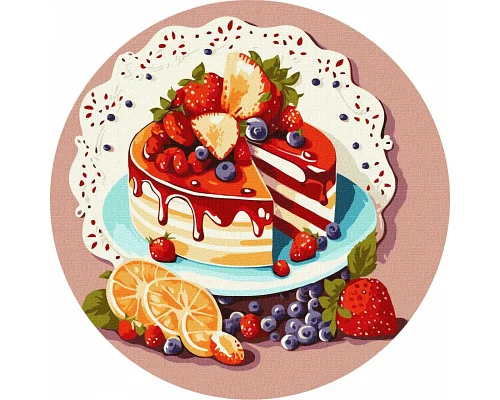 Круглая картина по номерам Фруктовий десерт d33 Идейка (KHO-R1030)