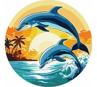 Кругла картина за номерами Грайливі дельфіни d33 Идейка (KHO-R1028)