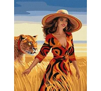 Картина за номерами Прогулянка у полі з тигром 40x50 Ідейка (KHO8340)