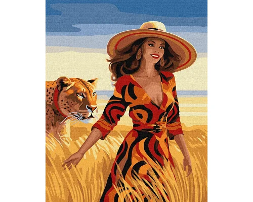 Картина по номерам  Прогулка в поле с тигром 40x50 Идейка (KHO8340)