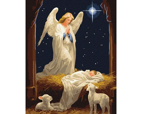 Картина за номерами Під захистом янгола на Різдво 40x50 Ідейка (KHO8368)