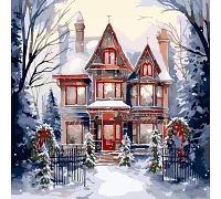 Картина за номерами Будинок у зимовому лісі 40х40 SANTI (954751)