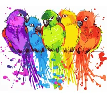 Картина по номерам Разноцветные попугайчики 40*50 см Origami (LW810)