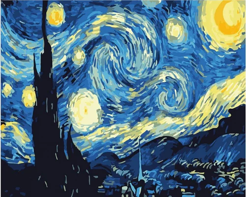 Картина по номерам (сложная) Ван Гог Звездная Ночь 40*50 (LW410)