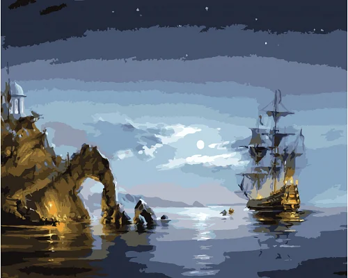 Картина по номерам Пиратский корабль 40*50 (LW32)