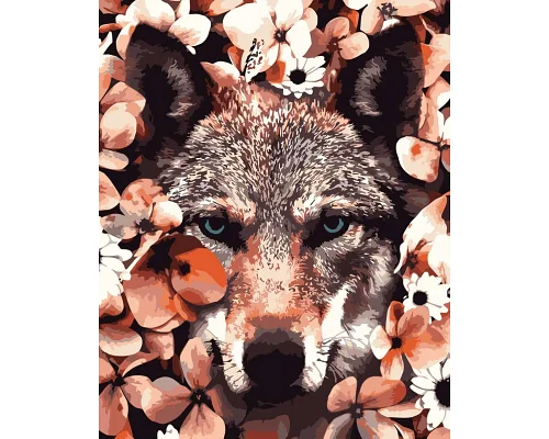 Картина по номерам Волк в цветах 40*50 (LW3098)