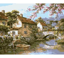 Картина по номерам Деревня на берегу реки 40*50 (LW3072)