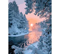 Картина по номерам Пейзаж: река зимой 40*50 (LW3096)