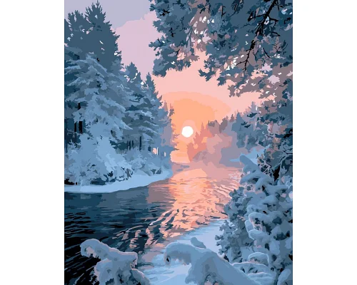 Картина за номерами Origami Пейзаж: Річка зимою LW 3096 40*50 виробництво Україна