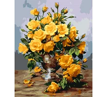 Картина по номерам Желтые розы в вазе 40*50 (LW3014)