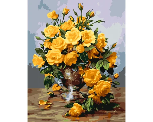 Картина за номерами Origami Жовті троянди в вазі LW 3014 40*50 виробництво Україна