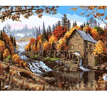 Картина по номерам (супер-сложная) Пейзаж: Одинокий дом в лесу 40*50 (LW3013)