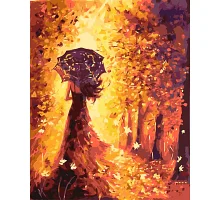Картина за номерами Пейзаж Дівчина в осінньому лісі Origami  40*50 см LW3062