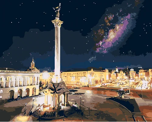 Картина за номерами патріотична Київ майдан незалежності Origami 40*50 см LW3121