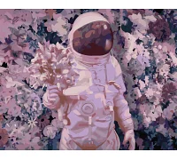 Картина за номерами Космонавт з букетом Origami 40*50 см LW3147