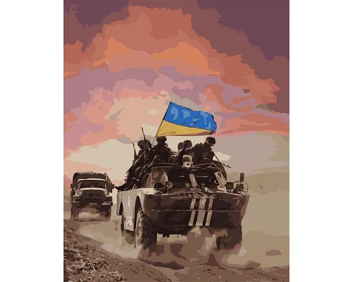 Картина по номерах Origamі Воїни України (с) LW 3226 40*50 см pbn-p