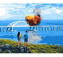 Картина по номерам Origamі Кримському мосту погано LW 3259 40*50 pbn-p