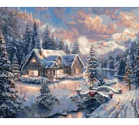 Картина по номерам Зимний пейзаж. Новогодняя 40*50 см Оригами 3253 (LW3253)