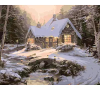 Картина по номерам Дом зимой. Новогодняя 40*50 см Оригами 3255 (LW3255)