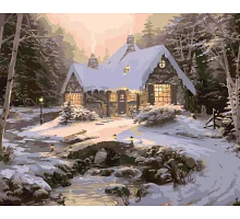 Картина по номерам Дом зимой. Новогодняя 40*50 см Оригами 3255 (LW3255)