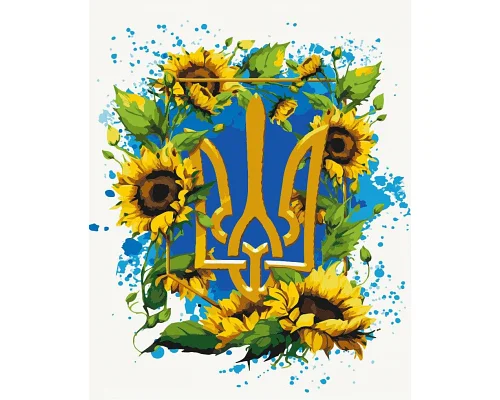 Картина за номерами Герб України у квітах. Патріотична 40*50 см Орігамі LW 3267 pbn-p