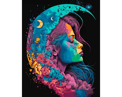 Картина за номерами Портрет місячної дівчини. Абстракція 40*50 см Орігамі LW 31640