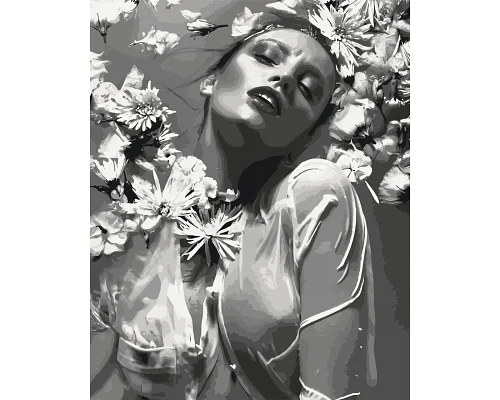 Картина за номерами Дівчина в квітах на чорно-білому тлі
 40*50 см Орігамі LW  30580