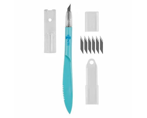 Нож макетный для дизайнерских работ со сменными лезвиями 6 шт SANTI  (954609)