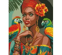 Алмазна мозаїка Африканська модниця з голограмними стразами art_selena_ua 40х50 Ідейка (AMO7809)