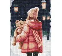 Алмазна мозаїка На зимовій прогулянці з голограмними стразами art_selena_ua 30х40 Ідейка (AMO7784)