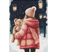Алмазна мозаїка На зимовій прогулянці з голограмними стразами art_selena_ua 30х40 Ідейка (AMO7784)