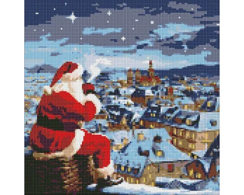Алмазна мозаїка Різдвяна ніч з голограмними стразами art_selena_ua 40х40 Ідейка (AMO7826)